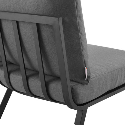 Riverside 5 Piece Outdoor Patio Aluminum Set, Aluminum, Metal, Steel, Grey Gray, 18431