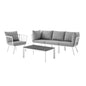Riverside 5 Piece Outdoor Patio Aluminum Set, Aluminum, Metal, Steel, White Grey Gray, 18433