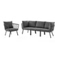 Riverside 4 Piece Outdoor Patio Aluminum Set, Aluminum, Metal, Steel, Grey Gray, 18435