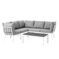 Riverside 6 Piece Outdoor Patio Aluminum Set, Aluminum, Metal, Steel, White Grey Gray, 18449