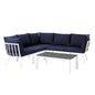 Riverside 6 Piece Outdoor Patio Aluminum Set, Aluminum, Metal, Steel, White Blue Navy, 18450