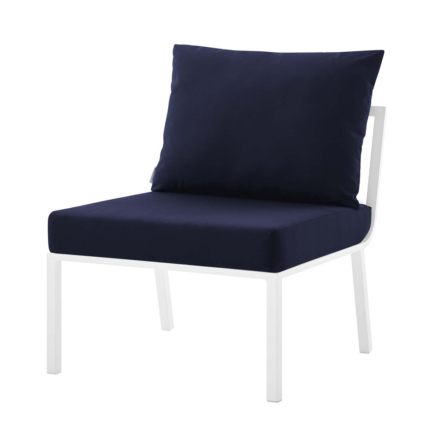 Riverside 5 Piece Outdoor Patio Aluminum Sectional, Aluminum, Metal, Steel, White Blue Navy, 18454