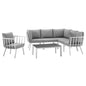 Riverside 7 Piece Outdoor Patio Aluminum Set, Aluminum, Metal, Steel, White Grey Gray, 18457