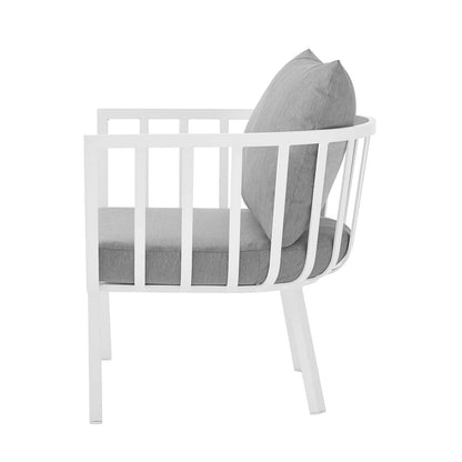 Riverside 7 Piece Outdoor Patio Aluminum Set, Aluminum, Metal, Steel, White Grey Gray, 18457