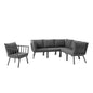 Riverside 6 Piece Outdoor Patio Aluminum Set, Aluminum, Metal, Steel, Grey Gray, 18459