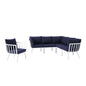 Riverside 6 Piece Outdoor Patio Aluminum Set, Aluminum, Metal, Steel, White Blue Navy, 18462