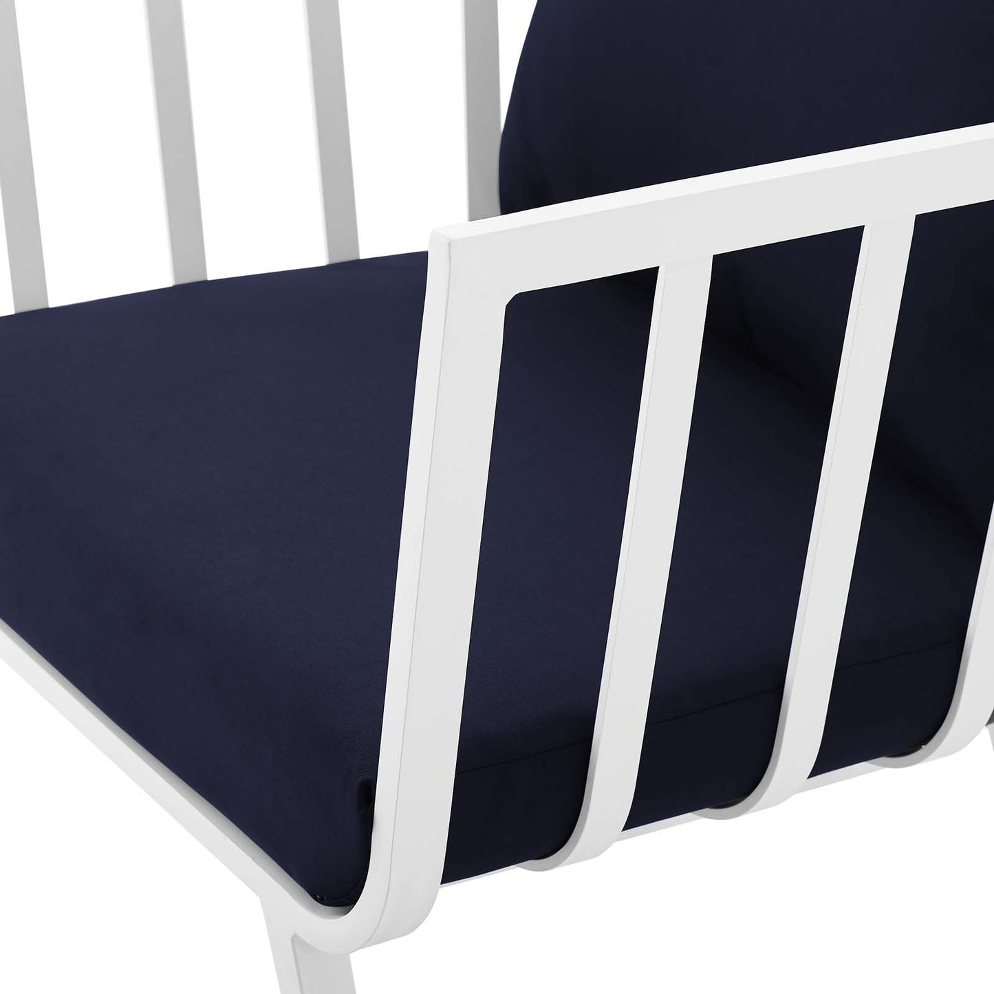 Riverside 6 Piece Outdoor Patio Aluminum Set, Aluminum, Metal, Steel, White Blue Navy, 18462