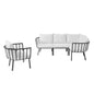 Riverside 5 Piece Outdoor Patio Aluminum Set, Aluminum, Metal, Steel, Grey Gray White, 18464