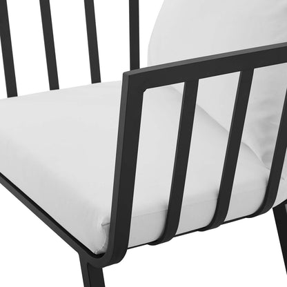 Riverside 5 Piece Outdoor Patio Aluminum Set, Aluminum, Metal, Steel, Grey Gray White, 18464