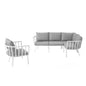 Riverside 5 Piece Outdoor Patio Aluminum Set, Aluminum, Metal, Steel, White Grey Gray, 18465