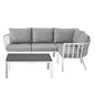 Riverside 5 Piece Outdoor Patio Aluminum Set, Aluminum, Metal, Steel, White Grey Gray, 18469