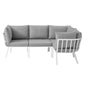 Riverside 4 Piece Outdoor Patio Aluminum Sectional, Aluminum, Metal, Steel, White Grey Gray, 18473