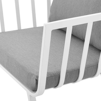 Riverside 6 Piece Outdoor Patio Aluminum Set, Aluminum, Metal, Steel, White Grey Gray, 18477