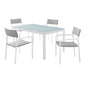 Raleigh 5 Piece Outdoor Patio Aluminum Dining Set, Aluminum, Metal, Steel, White Grey Gray, 18479