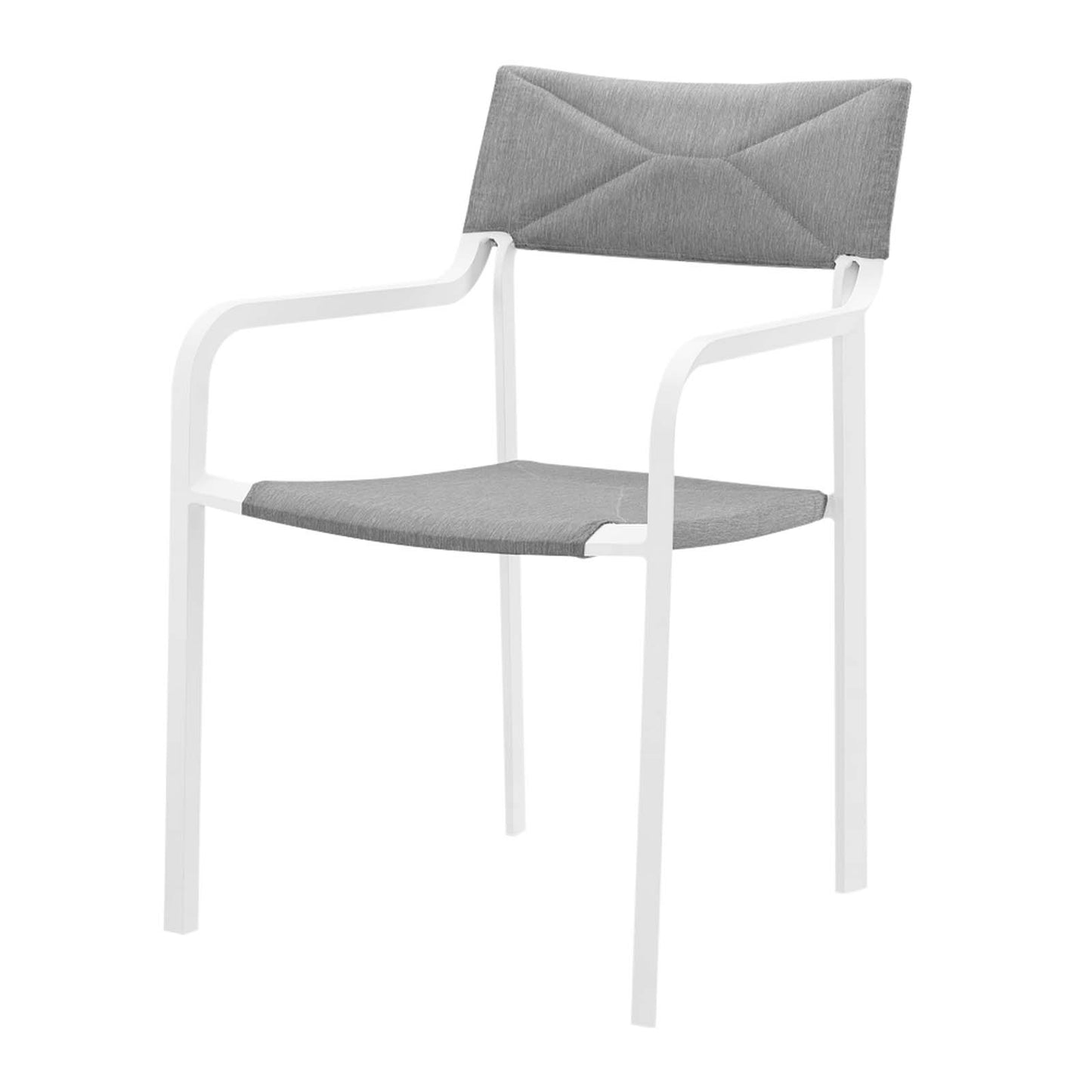 Raleigh 5 Piece Outdoor Patio Aluminum Dining Set, Aluminum, Metal, Steel, White Grey Gray, 18479
