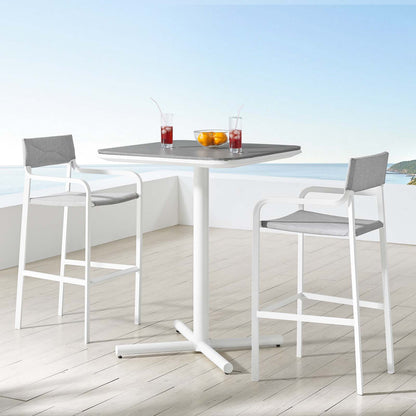 Raleigh 3 Piece Outdoor Patio Aluminum Bar Set, Aluminum, Metal, Steel, White Grey Gray, 18483