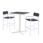 Raleigh 3 Piece Outdoor Patio Aluminum Bar Set, Aluminum, Metal, Steel, White Blue Navy, 18484