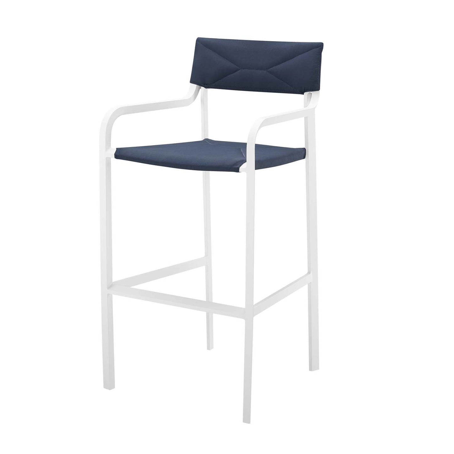 Raleigh 3 Piece Outdoor Patio Aluminum Bar Set, Aluminum, Metal, Steel, White Blue Navy, 18484