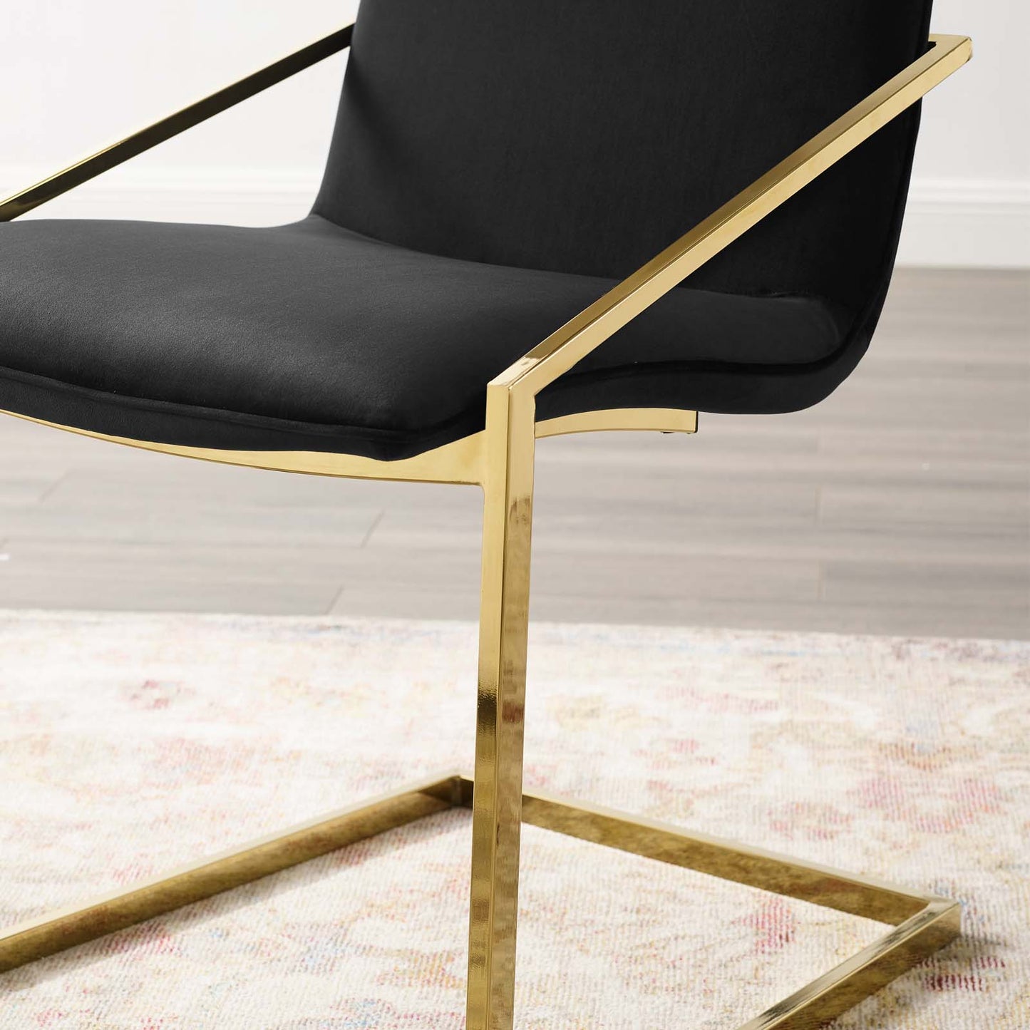 Pitch Performance Velvet Dining Armchair, Velvet, Metal Steel, Gold Black, 18485