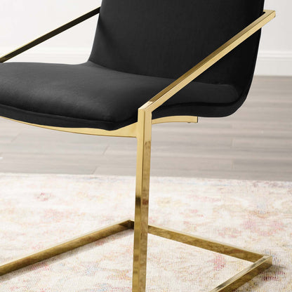 Pitch Performance Velvet Dining Armchair, Velvet, Metal Steel, Gold Black, 18485
