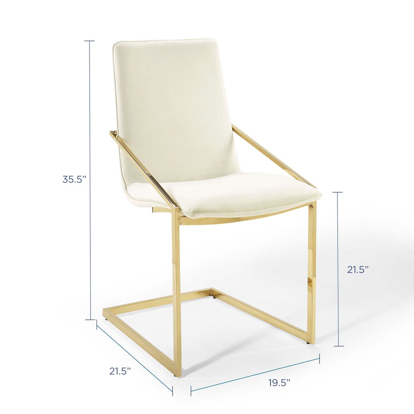 Pitch Performance Velvet Dining Armchair, Velvet, Metal Steel, Gold Ivory White, 18486