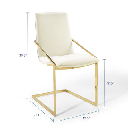 Pitch Performance Velvet Dining Armchair, Velvet, Metal Steel, Gold Ivory White, 18486
