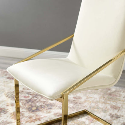 Pitch Performance Velvet Dining Armchair, Velvet, Metal Steel, Gold Ivory White, 18486
