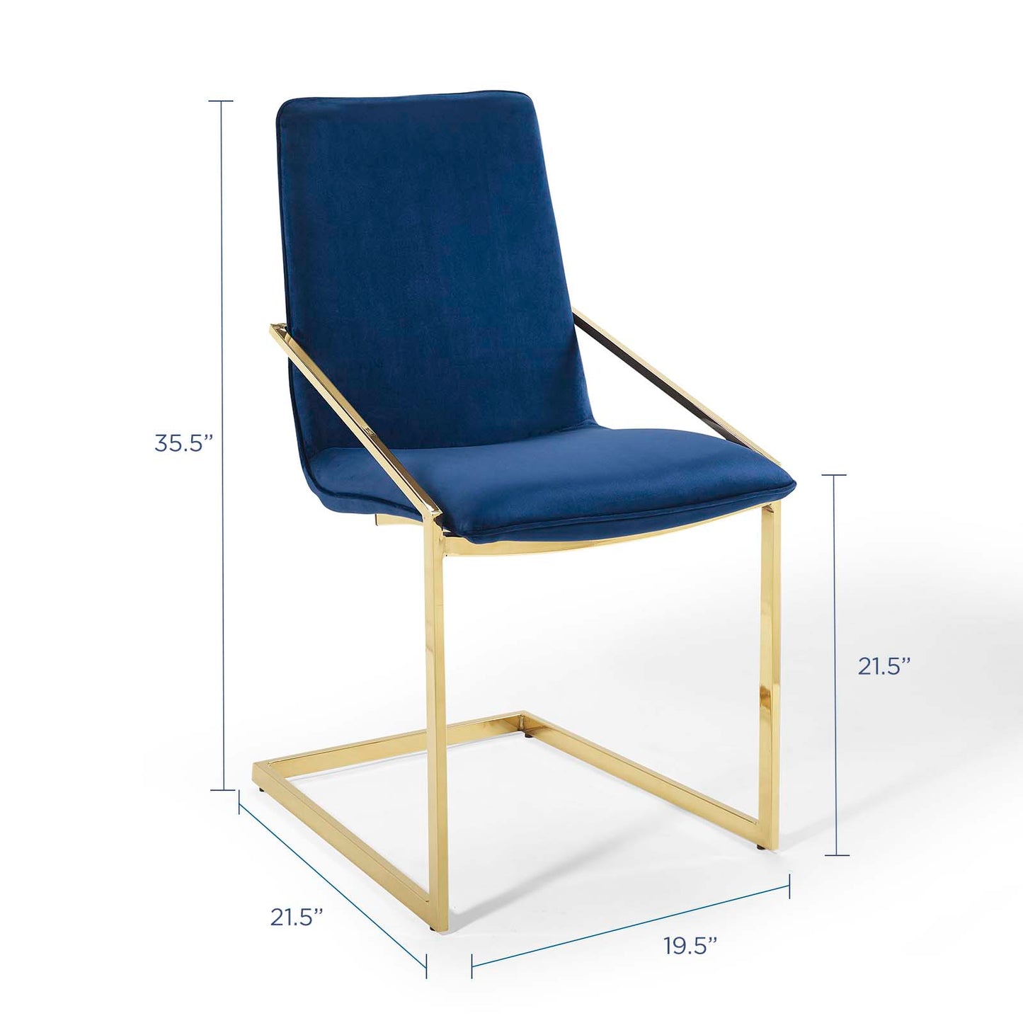 Pitch Performance Velvet Dining Armchair, Velvet, Metal Steel, Gold Blue Navy, 18487