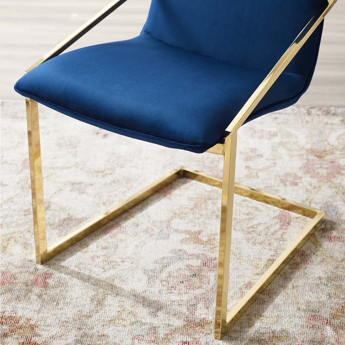 Pitch Performance Velvet Dining Armchair, Velvet, Metal Steel, Gold Blue Navy, 18487