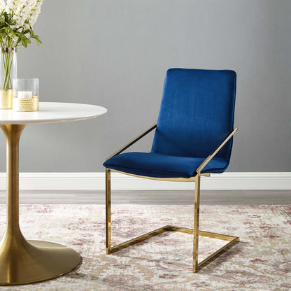 Pitch Performance Velvet Dining Armchair, Velvet, Metal Steel, Gold Blue Navy, 18487