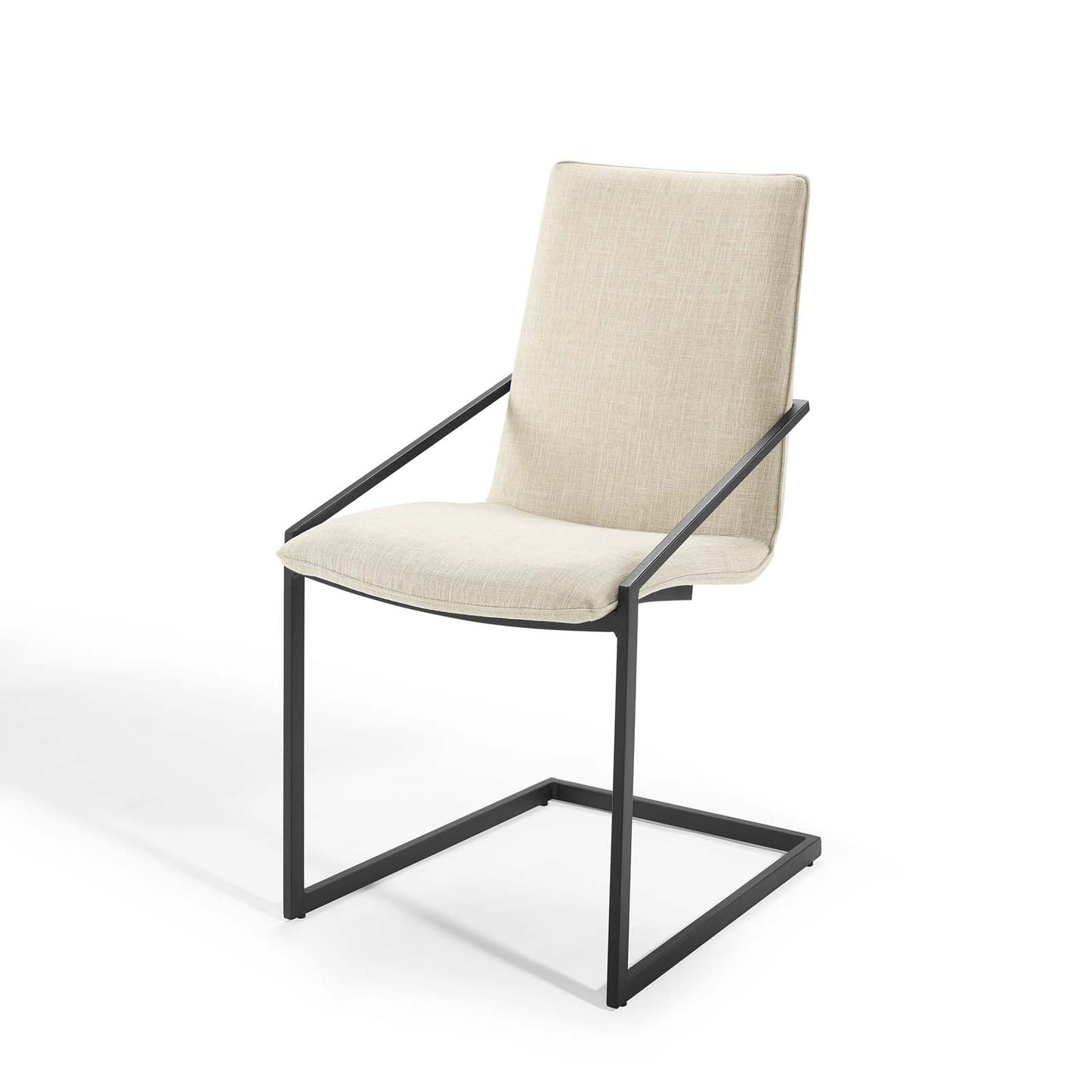 Pitch Upholstered Fabric Dining Armchair, Fabric, Metal Steel, Black Beige, 18488
