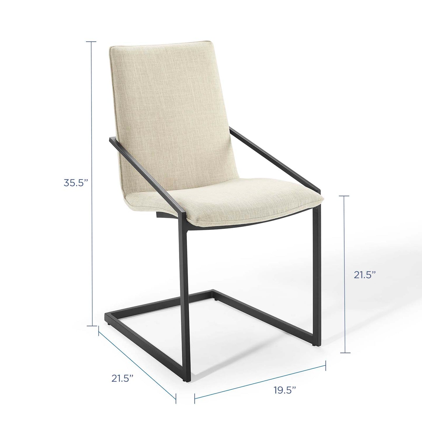 Pitch Upholstered Fabric Dining Armchair, Fabric, Metal Steel, Black Beige, 18488