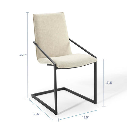 Pitch Upholstered Fabric Dining Armchair, Fabric, Metal Steel, Black Beige, 18488