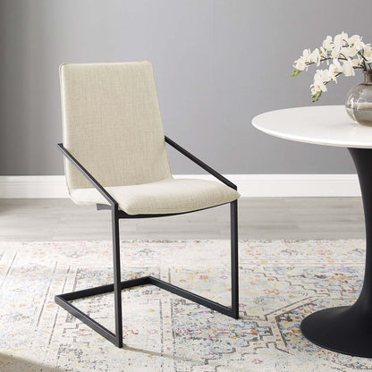 Pitch Upholstered Fabric Dining Armchair, Fabric, Metal Steel, Black Beige, 18488