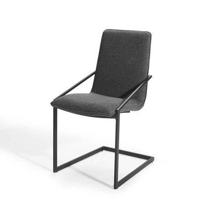 Pitch Upholstered Fabric Dining Armchair, Fabric, Metal Steel, Black Grey Gray, 18489