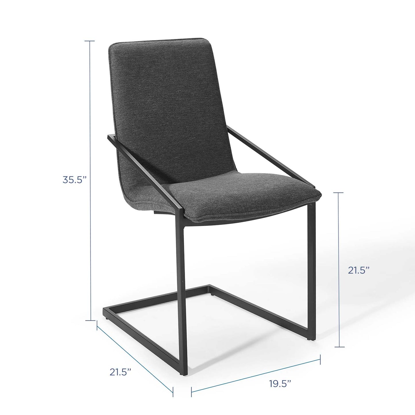 Pitch Upholstered Fabric Dining Armchair, Fabric, Metal Steel, Black Grey Gray, 18489