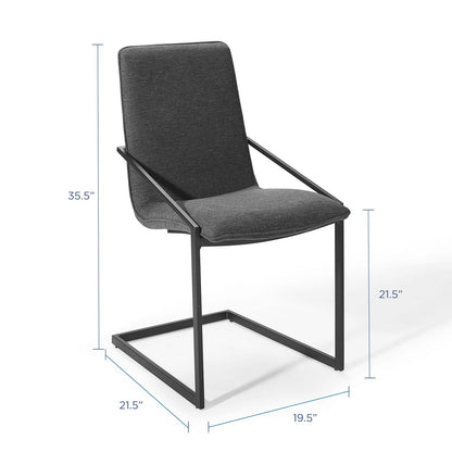Pitch Upholstered Fabric Dining Armchair, Fabric, Metal Steel, Black Grey Gray, 18489