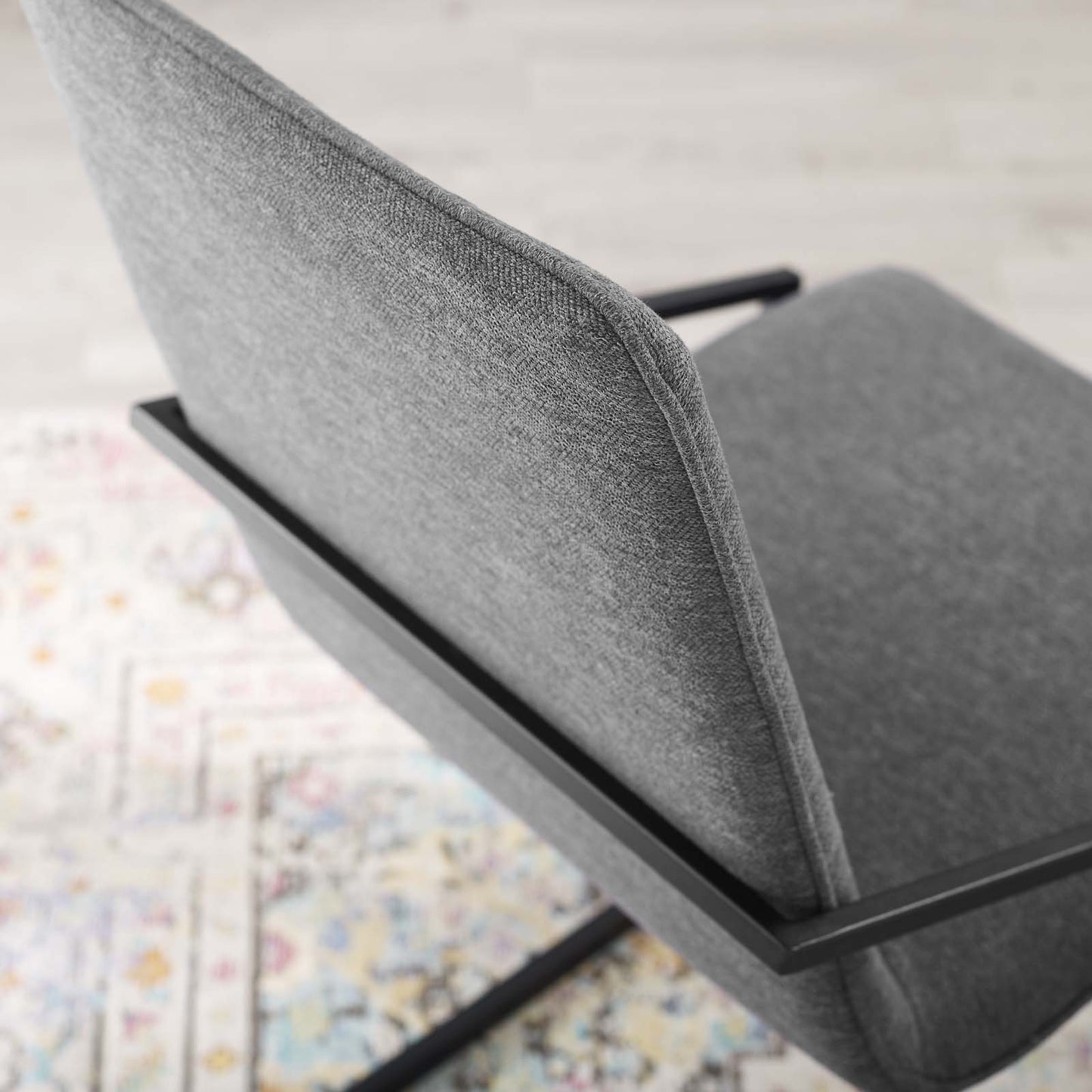 Pitch Upholstered Fabric Dining Armchair, Fabric, Metal Steel, Black Grey Gray, 18489