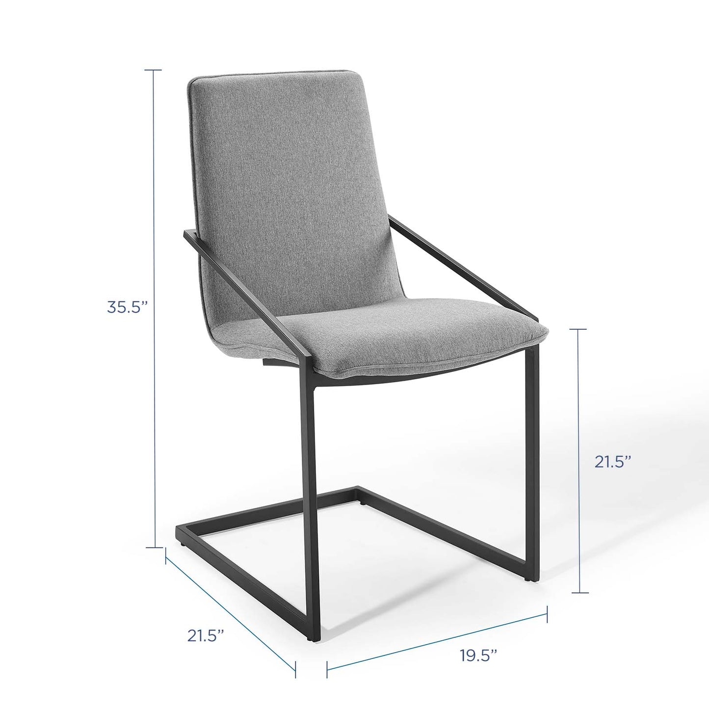 Pitch Upholstered Fabric Dining Armchair, Fabric, Metal Steel, Black Grey Gray, 18490
