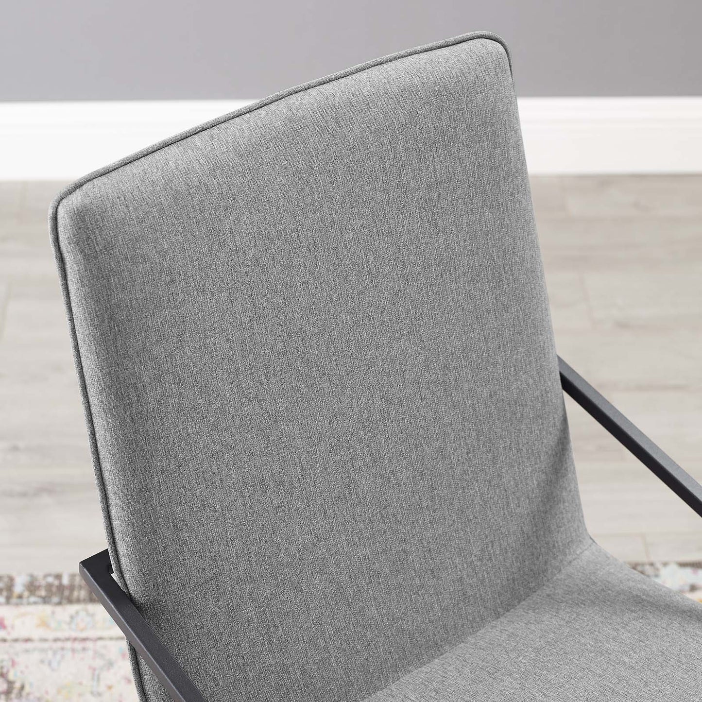 Pitch Upholstered Fabric Dining Armchair, Fabric, Metal Steel, Black Grey Gray, 18490