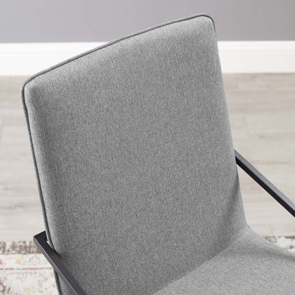 Pitch Upholstered Fabric Dining Armchair, Fabric, Metal Steel, Black Grey Gray, 18490