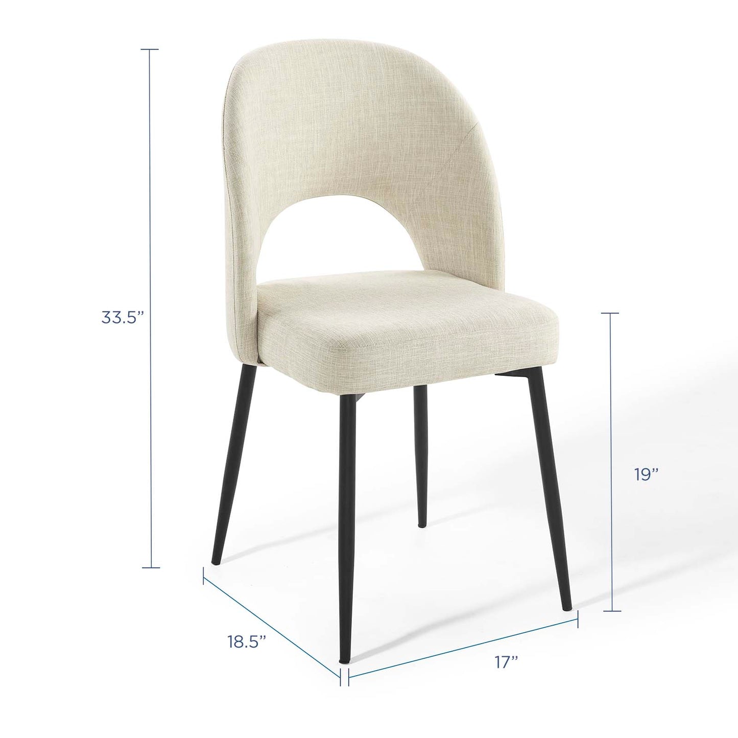 Rouse Upholstered Fabric Dining Side Chair, Fabric, Black Beige, 18492