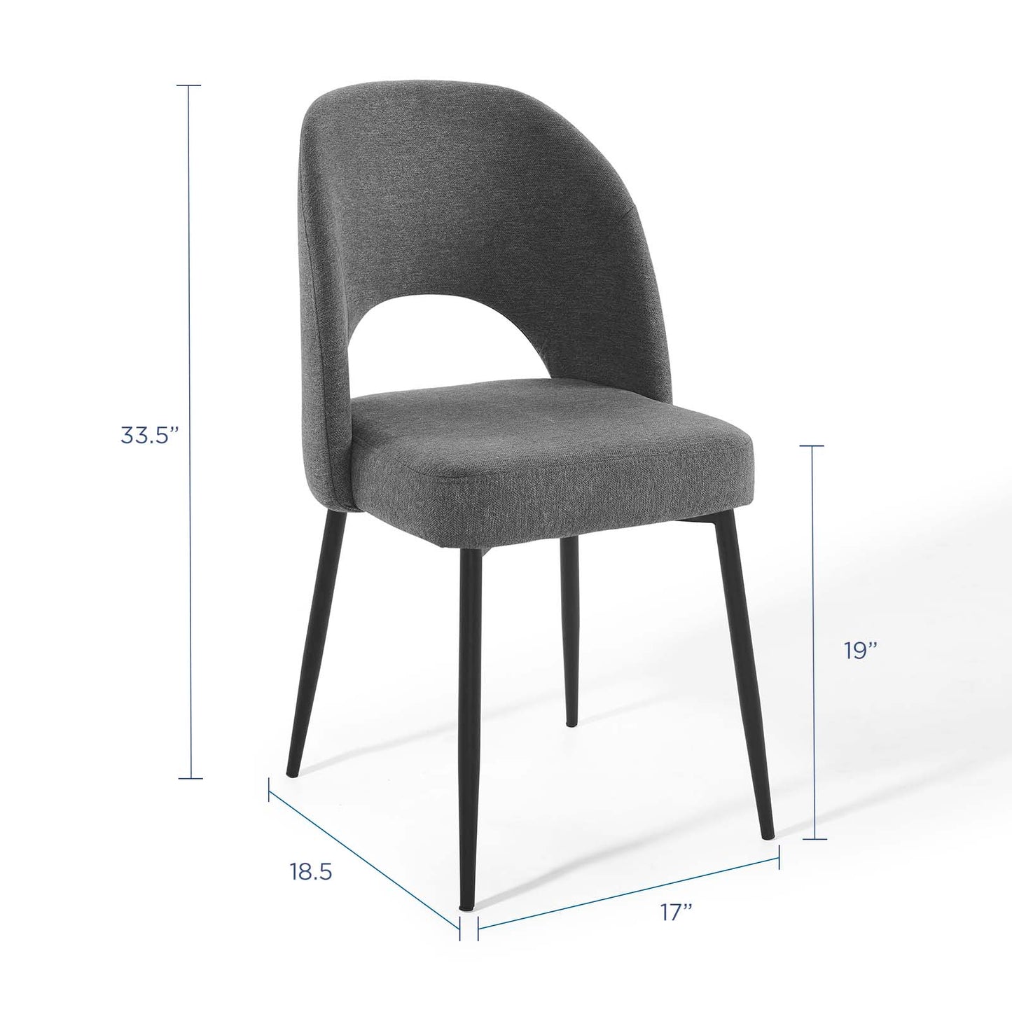 Rouse Upholstered Fabric Dining Side Chair, Fabric, Black Grey Gray, 18493