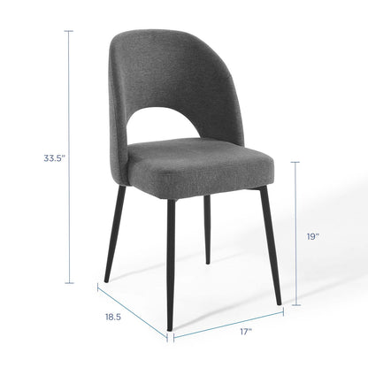 Rouse Upholstered Fabric Dining Side Chair, Fabric, Black Grey Gray, 18493