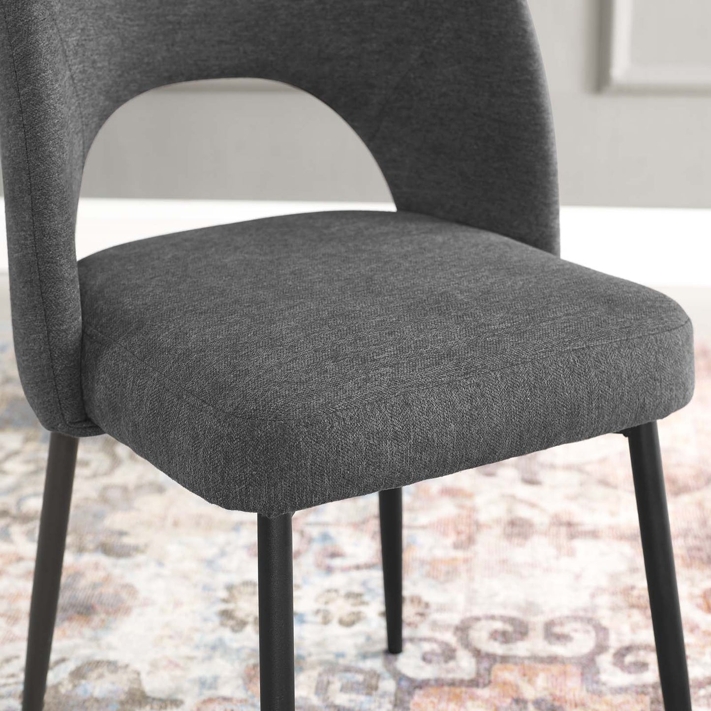 Rouse Upholstered Fabric Dining Side Chair, Fabric, Black Grey Gray, 18493