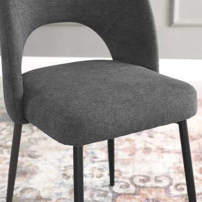 Rouse Upholstered Fabric Dining Side Chair, Fabric, Black Grey Gray, 18493