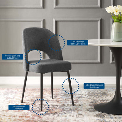 Rouse Upholstered Fabric Dining Side Chair, Fabric, Black Grey Gray, 18493