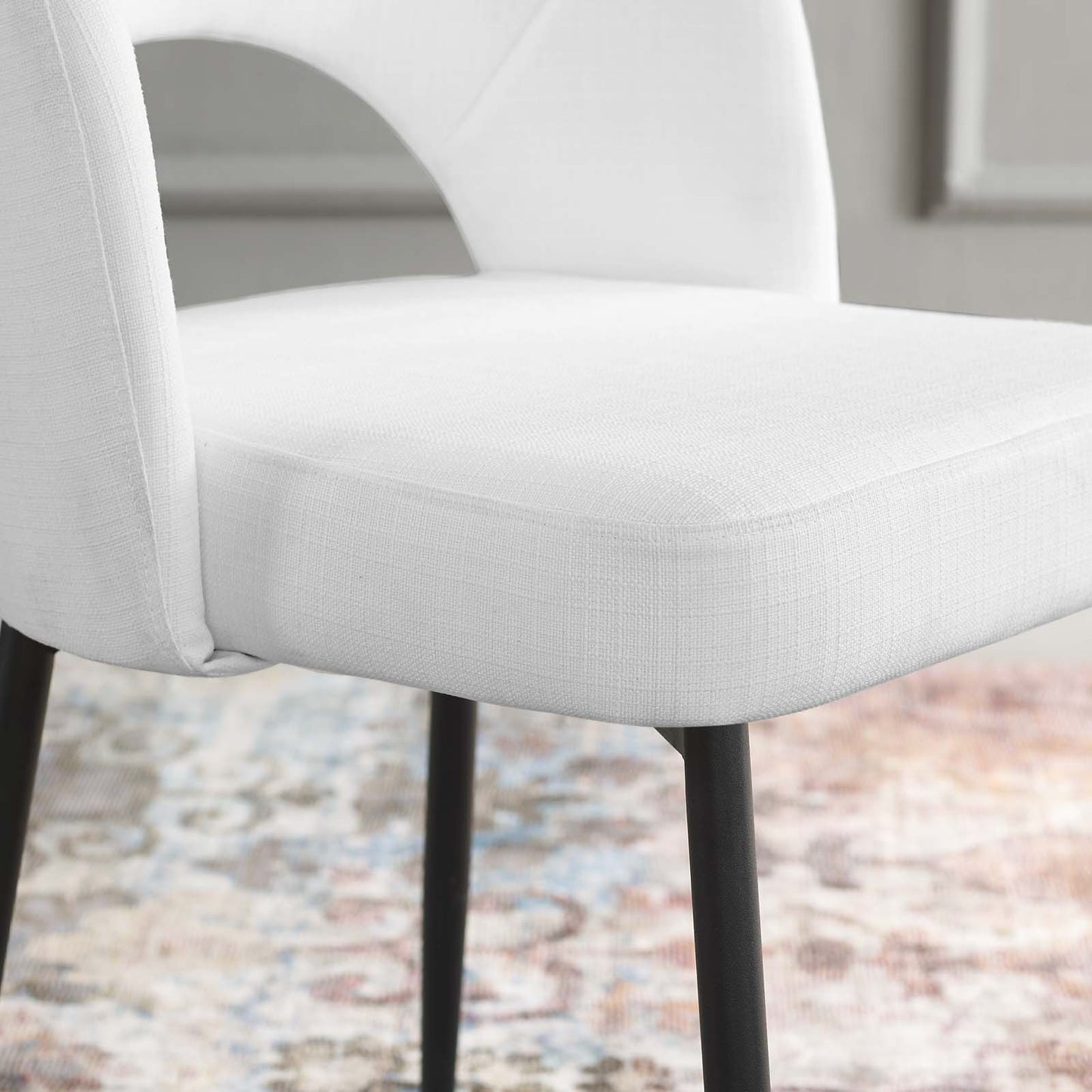 Rouse Upholstered Fabric Dining Side Chair, Fabric, Black White, 18495