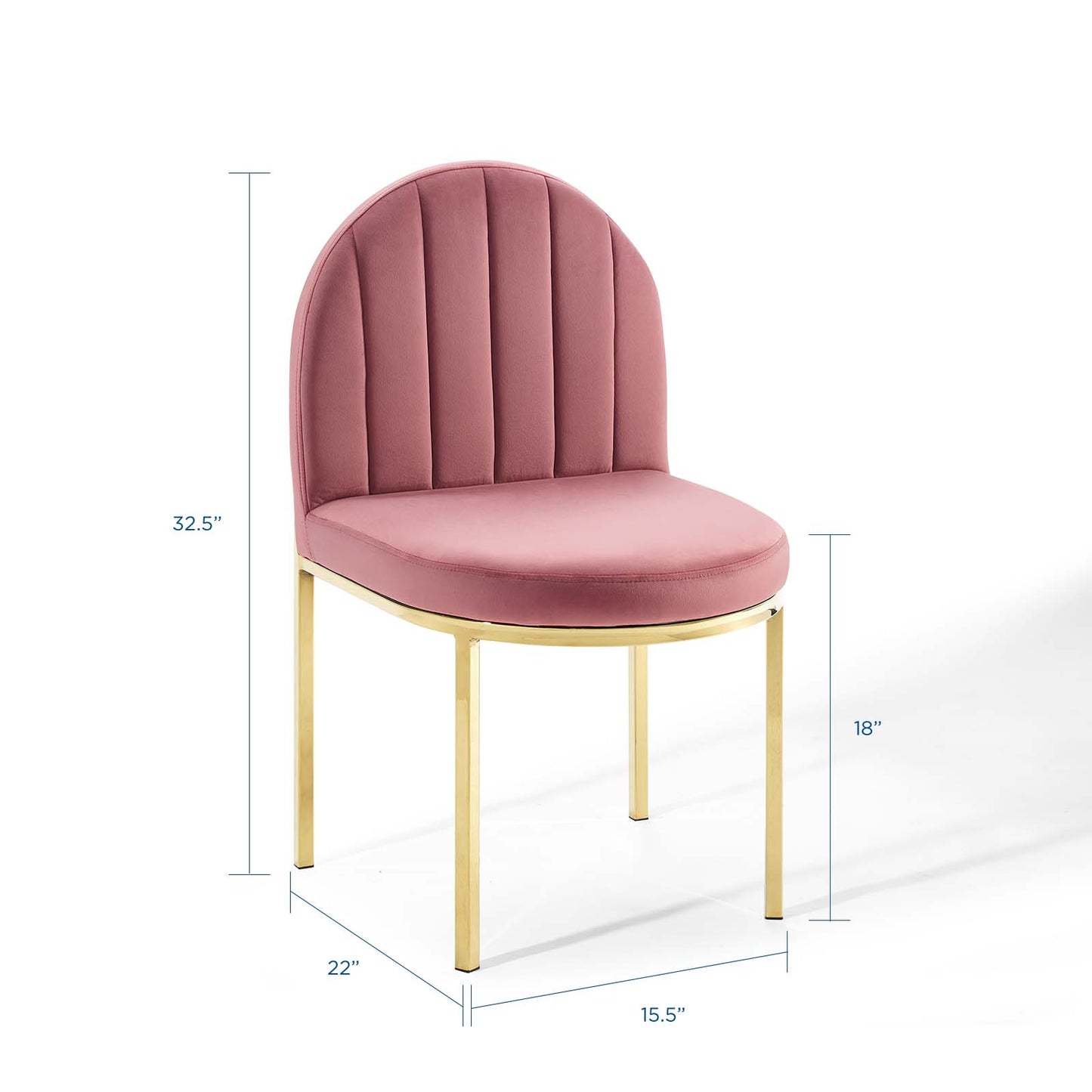 Isla Channel Tufted Performance Velvet Dining Side Chair, Velvet, Gold Pink, 18496