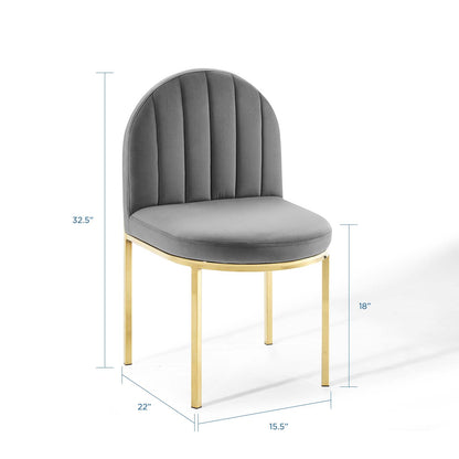 Isla Channel Tufted Performance Velvet Dining Side Chair, Velvet, Gold Grey Gray, 18497